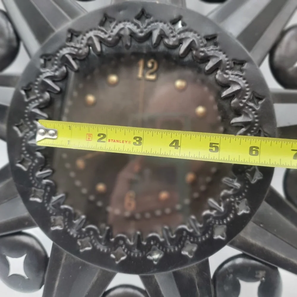 Zelco Vintage Sunburst Wall Clock Black Metal Starburst Mid Century Modern 18in